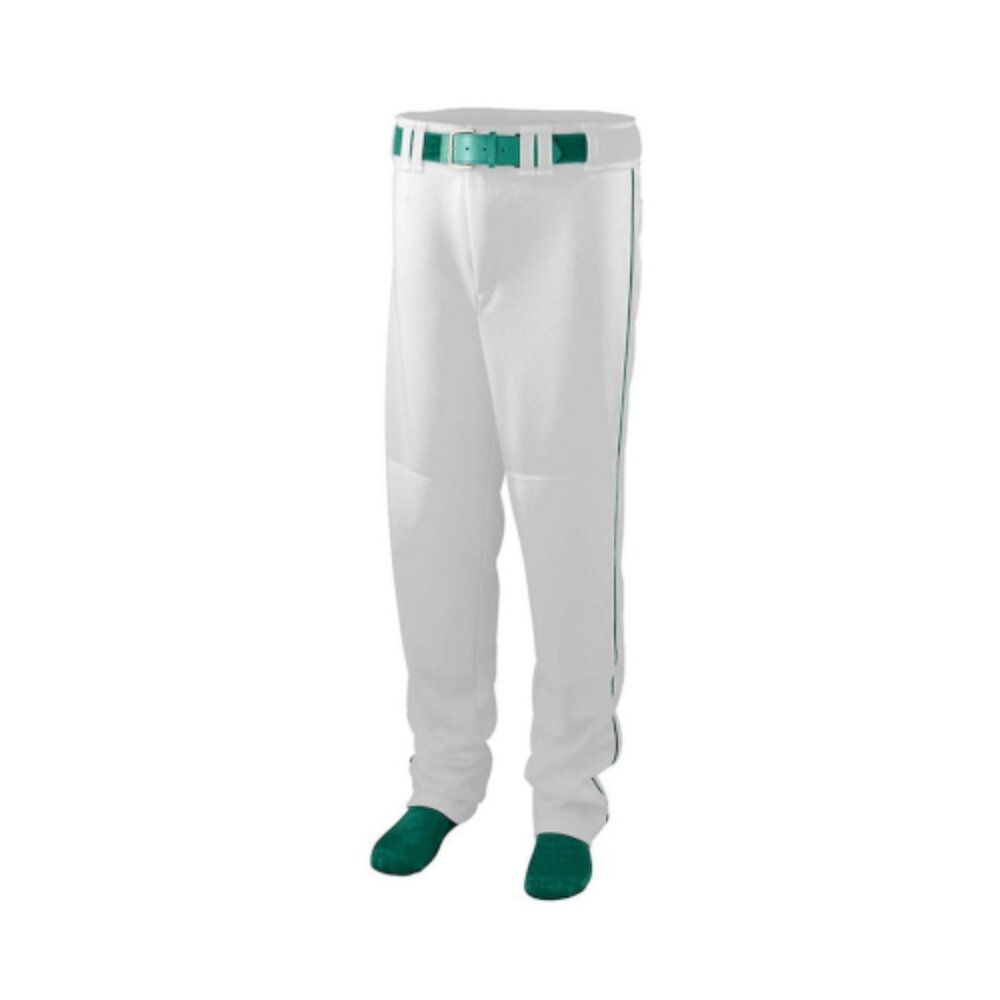ASI Series Baseball/softball Pant With Piping Youth - 1446 - White/ Dk Green